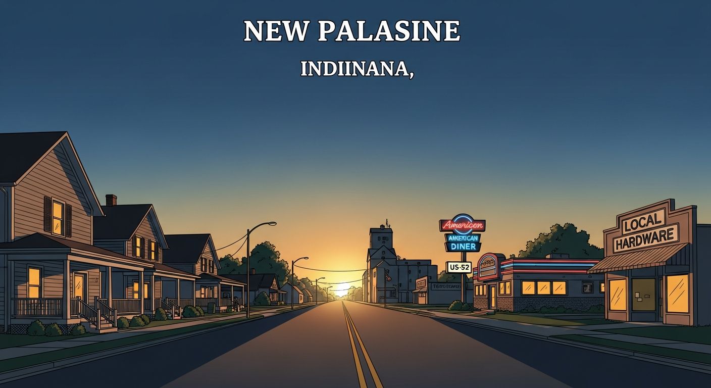 New Palestine, Indiana — golden-hour neighborhood image