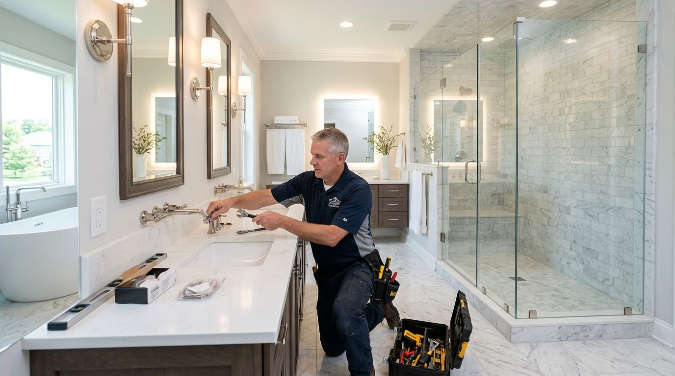Master bathroom faucet installation - Center Grove Indiana upscale home - Nick's Handyman Service, LLC