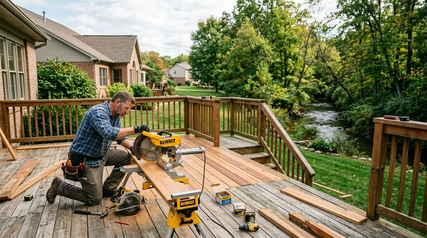 Deck repair project near Sugar Creek in Johnson County Indiana - Nick's Handyman Service, LLC
